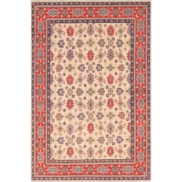Southwestern Kazak Beige/Red Wool Rug - 9'2''x12'1'' For Sale - Image 10 of 10