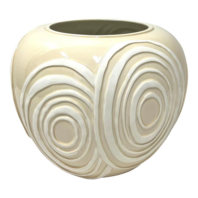 1980's Ceramic Contemporary Swirl Design Large Bowl For Sale