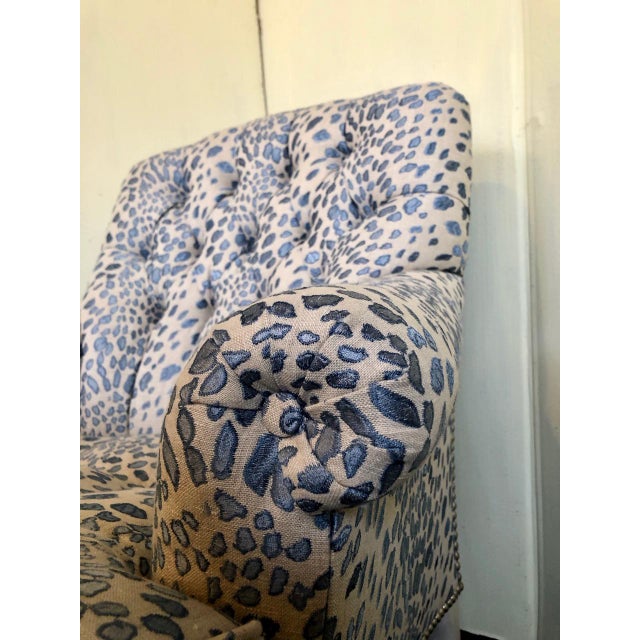 Blue Leopard Print Accent Chair | Chairish