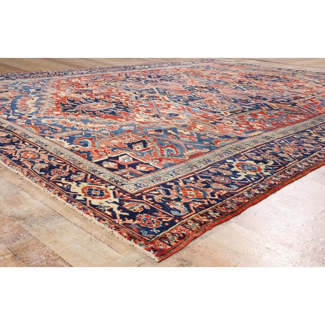 Red Antique Persian Heriz Rug, 09'08 X 12'10 For Sale - Image 8 of 10
