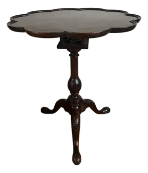 1980s Baker Grand Furniture Chippendale Mahogany Piecrust Tilt-Top Tea Table