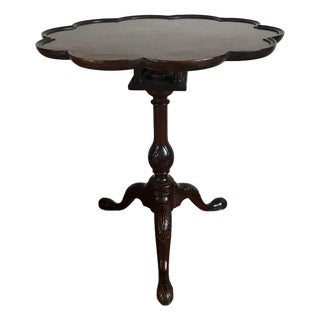 1980s Kindel Grand Rapids Chippendale Mahogany Piecrust Tilt-Top Tea Table For Sale