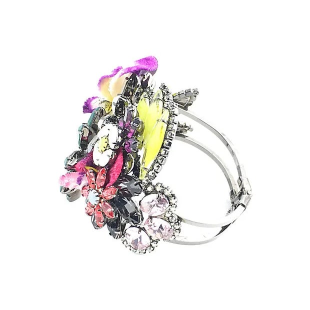 Floral Bangle Bracelet by Elizabeth Cole For Sale - Image 4 of 7