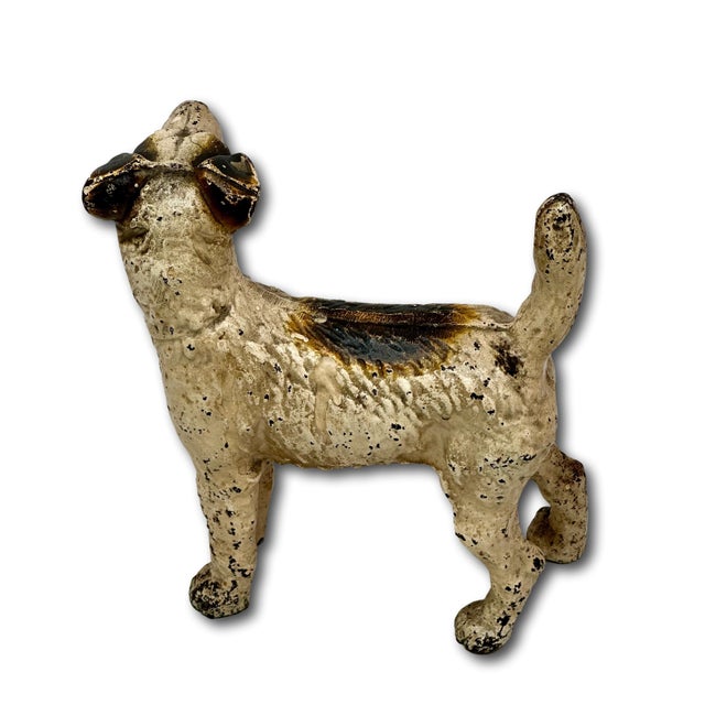 Metal Vintage 1930s American Hubley Manufacturing Company Cast Iron Fox Terrier Dog Doorstop For Sale - Image 7 of 18