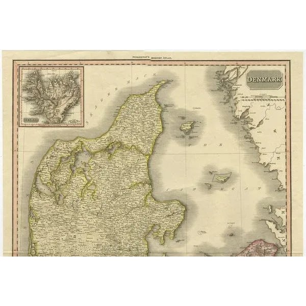 Denmark – Large Format Antique Map by Pinkerton, Fine English Engraving c.1814 This impressive antique map of Denmark...