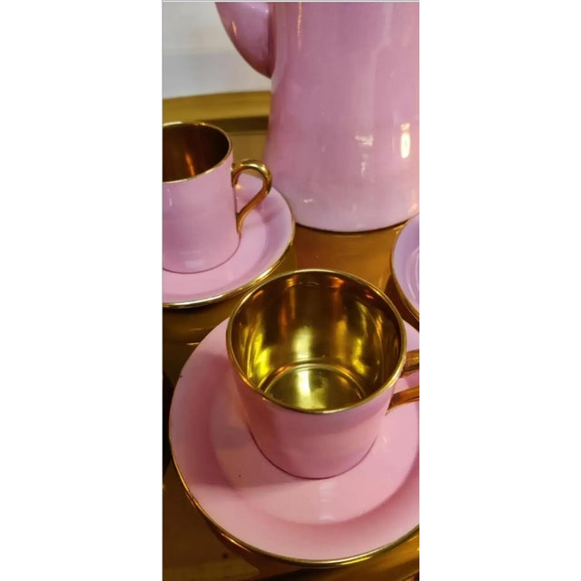 Metal 1940s Carlton Ware Pink Demitasse Set With Gold Gilt Trim- 11 Pieces For Sale - Image 7 of 15