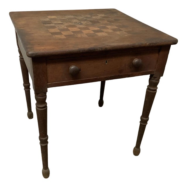 Handmade American Antique Game Table Chess or Checkers For Sale