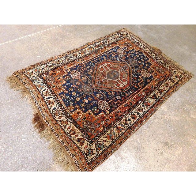 Authentic Antique Hand-Knotted Persian Tribal Qashqai Rug. For Sale - Image 15 of 18