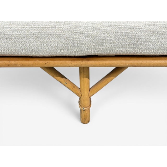 White Ficks Reed, Two Seater Sofa, Bamboo, Cane, White Fabric, Usa, 1950s For Sale - Image 8 of 15