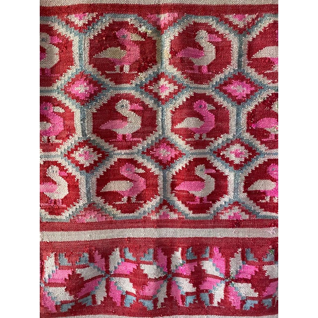 Mid-20th Century Vintage Peruvian Andean Folk Art Textile With Stylized Bird Motifs (73" X 65") For Sale - Image 6 of 18