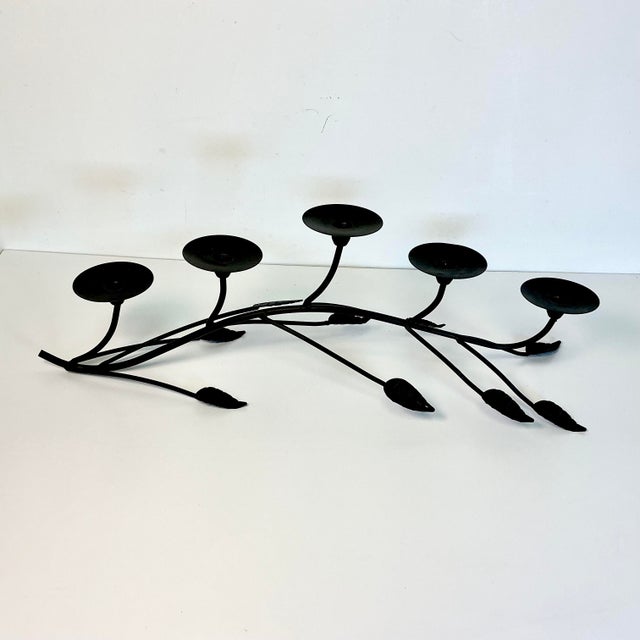 Metal 1980s Vintage Italian Brutalist Giacometti Style Tabletop Candelabra - 5 Taper Cups. For Sale - Image 7 of 12