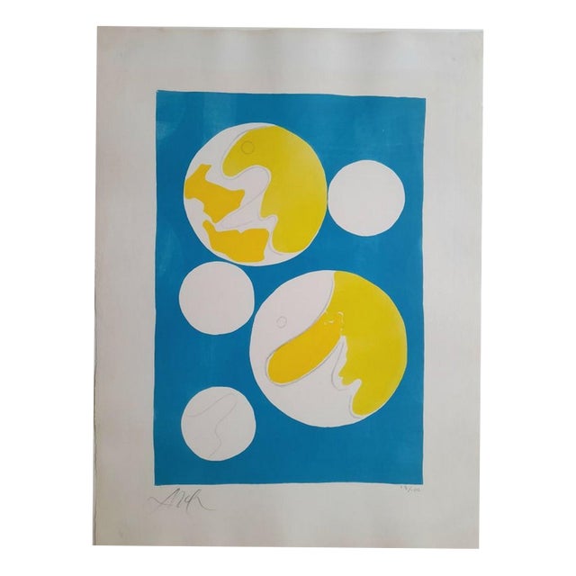 Hans Arp, Cinq Lunes Sur Fond Bleu, 20th Century, Lithograph For Sale
