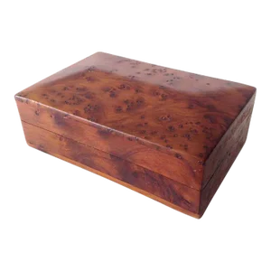 Vintage Mid-Century Amboyna Burlwood Lidded Keepsake Box