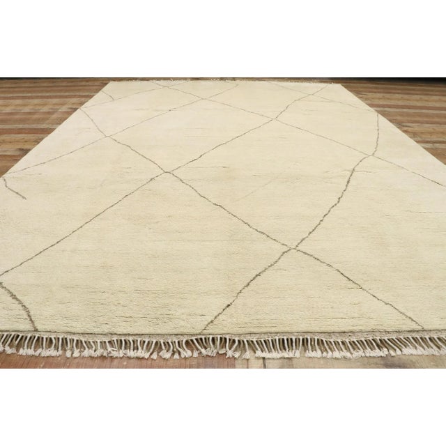 Beige 2010s Lage Neutral Moroccan Rug, 10'04 X 13'09 For Sale - Image 8 of 10