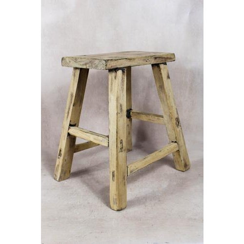 Rustic Vintage Rustic Elm Stool For Sale - Image 3 of 5