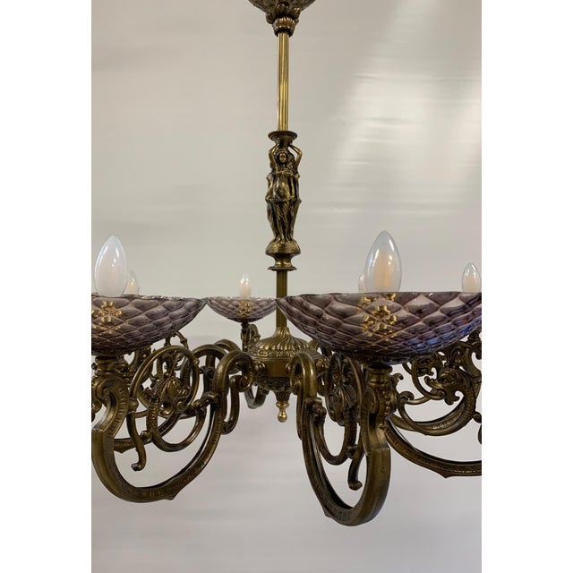 Vintage Murano Glass Chandelier in Bronze and Brass from Seguso, 1950s For Sale - Image 3 of 10