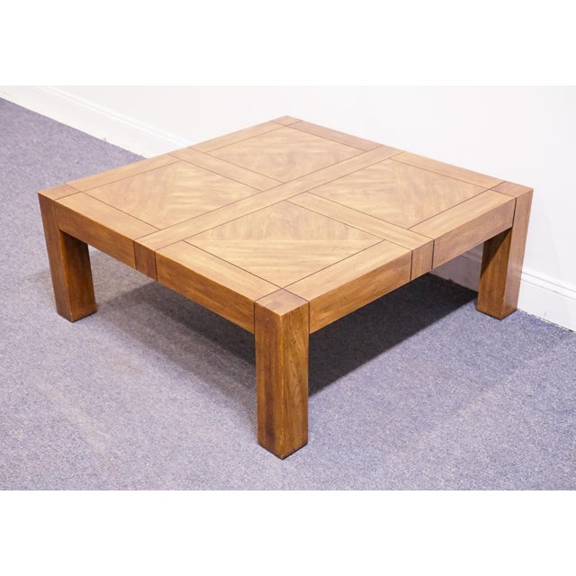 Rustic European Drexel Heritage Woodbriar Collection Pecan Rustic European 40" Square Accent Coffee Table 988-129 For Sale - Image 3 of 8