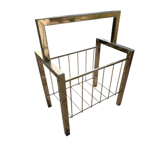 Metal Midcentury Modern Vintage Chrome Metal Magazine Rack/ Holder For Sale - Image 7 of 12