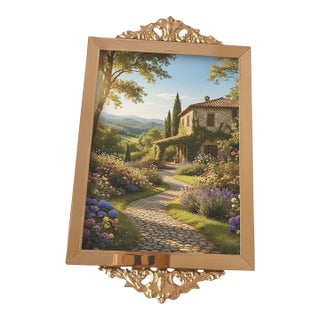 6" X 4" Vintage Ornate Picture Frame Tray Brass Hollywood Regency Glam Baroque French Empire Victorian For Sale