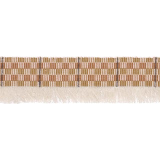 Schumacher Skyline Plaid Fringe Trim In Bronze For Sale