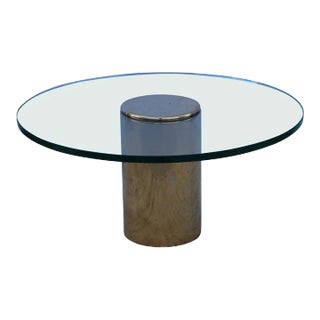 1970s Cantilevered Brass & Glass Coffee Table For Sale