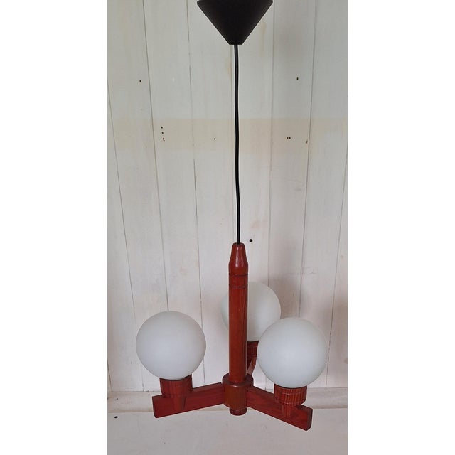 Vintage Hanging Lamp in Pine, 1970s For Sale - Image 4 of 8