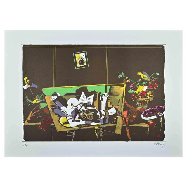 Antonio Fomez, Still Life, Original Lithograph, Mid 20th-Century For Sale