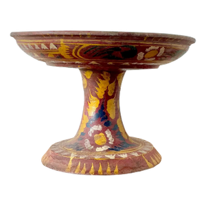 Vintage Boho Bali Dulang Painted Wooden Offering Tray