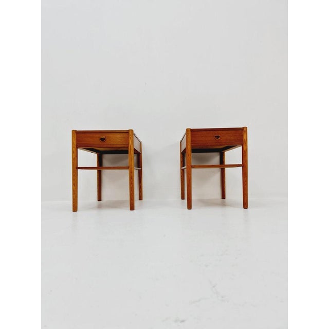 Mid-Century Danish Teak and Oak Bedside Tables, 1960s, Set of 2 For Sale - Image 5 of 12