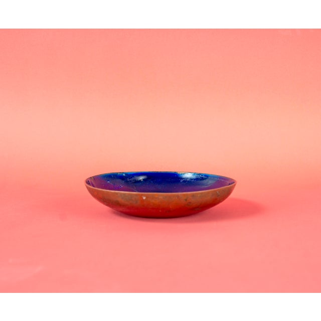 Handcrafted Bowl in Blue Enamel and Copper, 1960s For Sale - Image 5 of 10