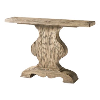 Rustic Pedestal Console Table For Sale