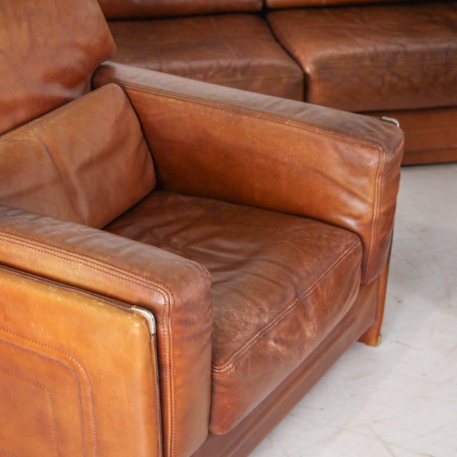 Leather Living Room Set from Roche Bobois, 1980s, Set of 3 For Sale - Image 6 of 18