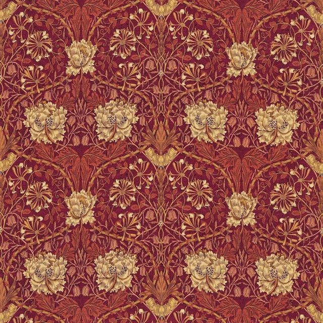 Morris & Co Honeysuckle & Tulip Fabric in Brick/Russet - a Sample For Sale