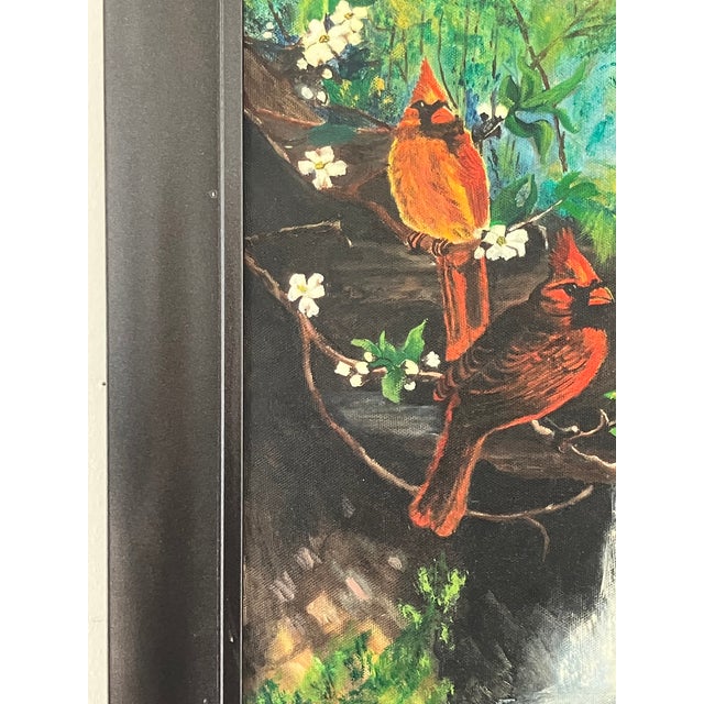 Vintage Cardinal Landscape Painting by Lou Kelley For Sale - Image 10 of 11
