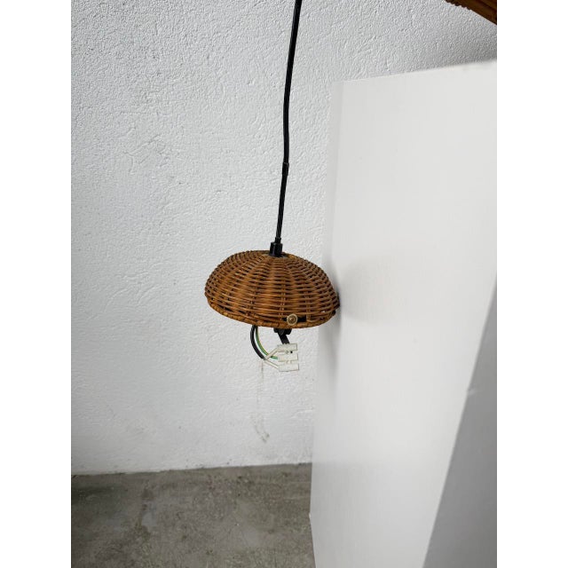 Italian UFO Pendant Light in Wicker, 1960s For Sale - Image 15 of 18