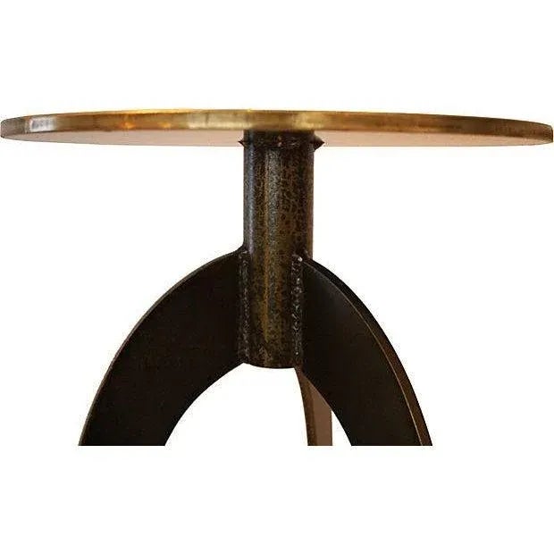A pair of exquisite (heavyweight) plant stands / sculpture display tables in hand-forged brass with removable granite tops.