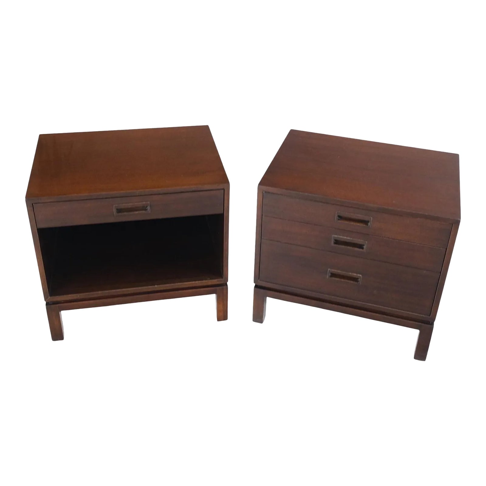 Harvey Probber Non Matching Pair of Walnut 3 Drawers Nightstands End