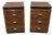 Pair of Walnut Three Drawer Nightstands With Burl Fronts and Silver Accents by National Mt. Airy For Sale