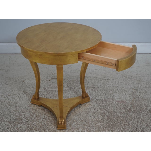 Traditional Gold Painted 2 Tier 1 Drawer Empire End Table For Sale - Image 3 of 17