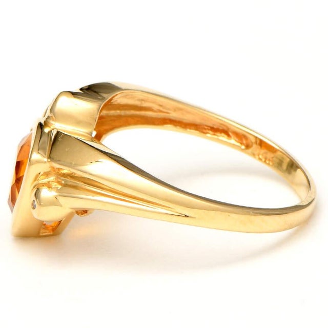 Contemporary 14KY Citrine(1.90) & Diamond Accent Ring, size 7 For Sale - Image 3 of 5