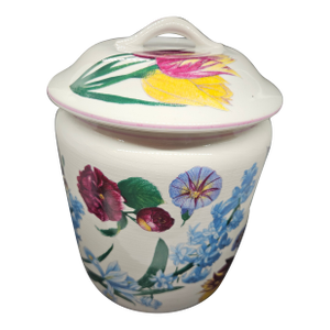 Vintage Bernarda Williams Sonoma Grande Cuisine Large Canister Crazed Flowers Bna1