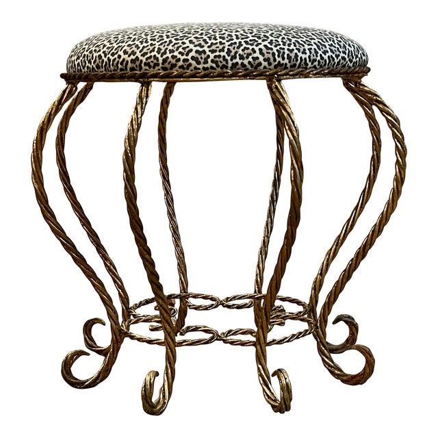 Late 20th Century Gold Twisted Rope Vanity Chair Chairish