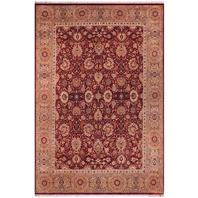 Shabby Chic 1990's Pak-Persian Red/Beige Wool Rug - 9'3'' X 12'11'' For Sale - Image 9 of 9