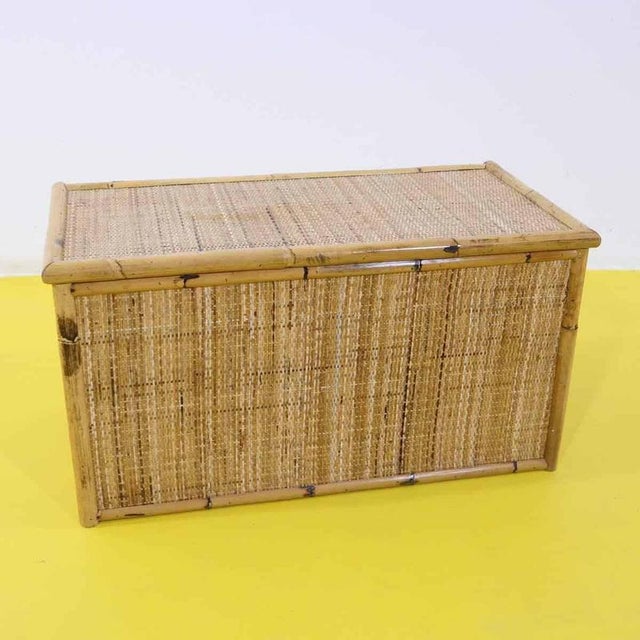 Wood and Bamboo Chest with Woven Storage Cover For Sale - Image 8 of 8