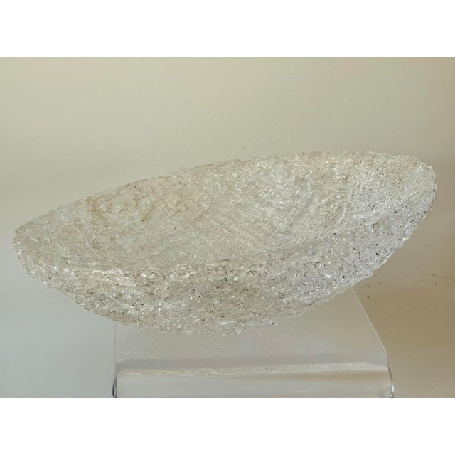 Transparent Contemporary Italian Venetian-Style Webbed Glass Bowl For Sale - Image 8 of 12