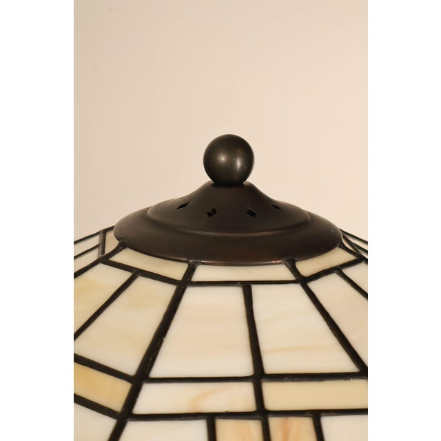 Mission Late 20th Century Stickley Mission Collection Table Lamp With Leaded Glass Shade For Sale - Image 3 of 18