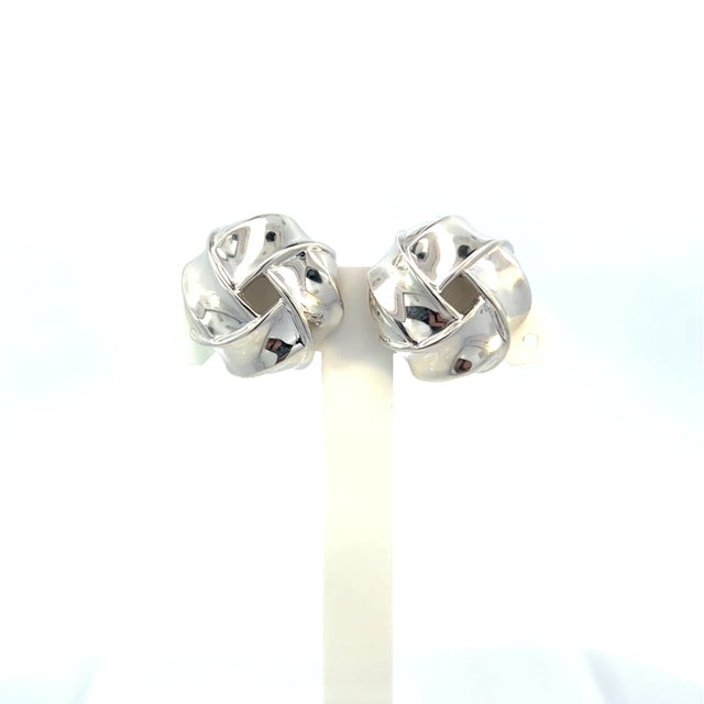 Silver Tiffany & Co Estate Large Love Knot Earrings Sterling Silver For Sale - Image 8 of 11