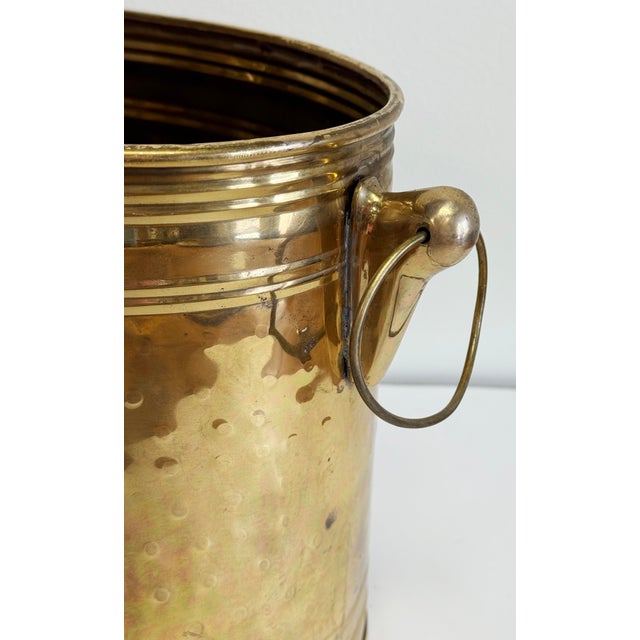 Mid 20th Century Vintage Oval Hammered Brass Planter For Sale - Image 5 of 10