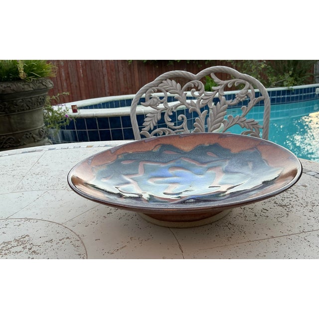 Abstract Large Signed Potters Brown Studio Art Pottery Centerpiece Bowl For Sale - Image 3 of 12