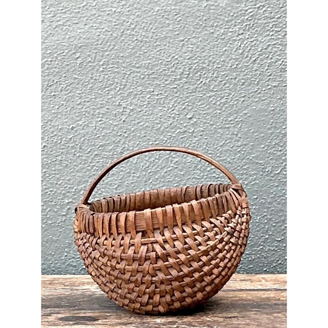 Mid 20th Century Vintage Shaker Style Woven Basket For Sale - Image 5 of 12